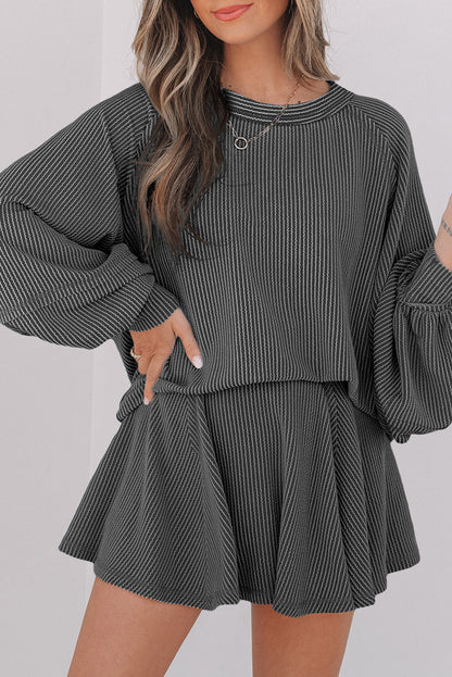 Threaded Pear Scarlett Corded Lantern Sleeve Top