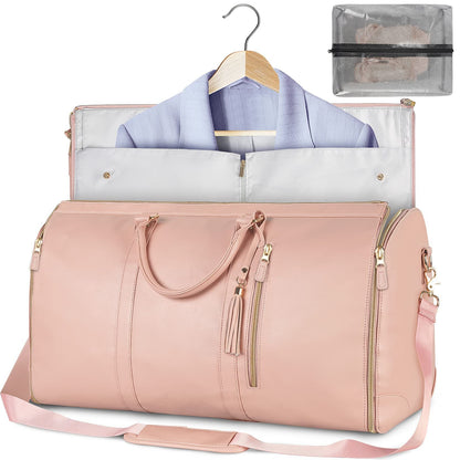 2-in-1 Large Capacity Travel Duffle Bag with Garment Bag | Folding Suit Travel Bag for Women | Waterproof Overnight Weekend Bag | Convertible Suitcase & Clothes Tote