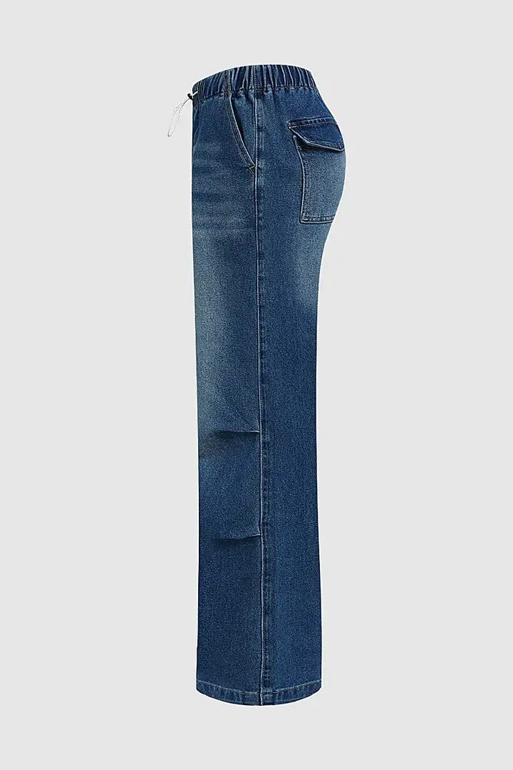 Women’s Premium Jeans T199 | High-Sense Deep Blue Straight-Leg Denim | Elegant Mid-Rise Women's Trousers | Trendy Sculpted Fit Casual Jeans | 2026 High-End Denim Collection