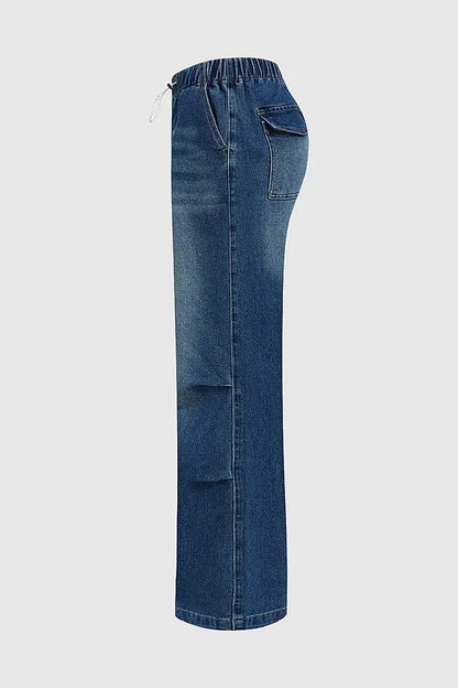 Women’s Premium Jeans T199 | High-Sense Deep Blue Straight-Leg Denim | Elegant Mid-Rise Women's Trousers | Trendy Sculpted Fit Casual Jeans | 2026 High-End Denim Collection