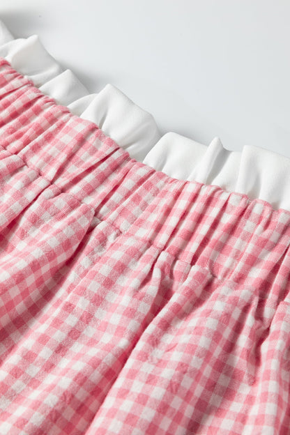 Daphne Trim Plaid Print PLUS Shorts