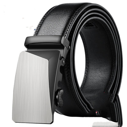 Men’s Pure Cowhide Automatic Buckle Belt | High-Sense Executive Genuine Leather Waistband | Trendy Minimalist Professional Men’s Belt | Luxury-Label Statuesque Men’s Accessory | 2026 High-Fashion Radiant Urban Essential