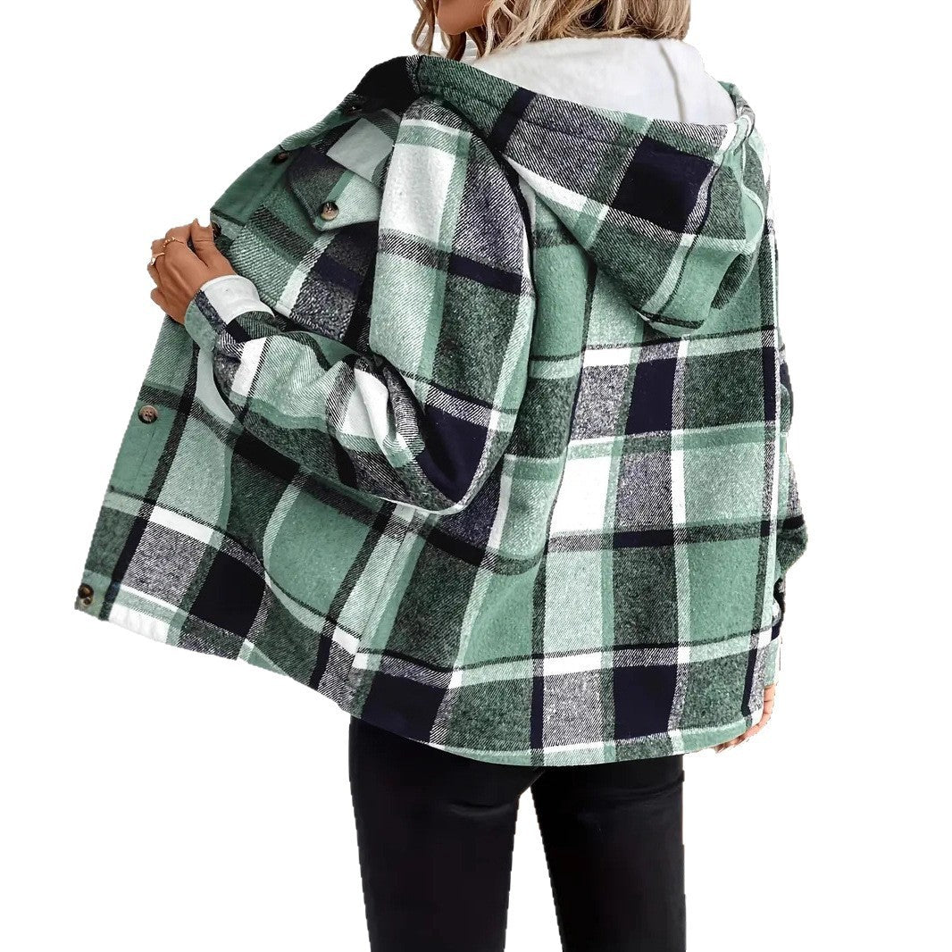 Plaid Hooded Casual Jacket