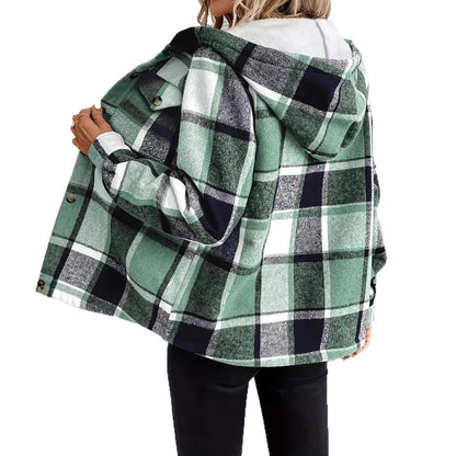 Plaid Hooded Casual Jacket