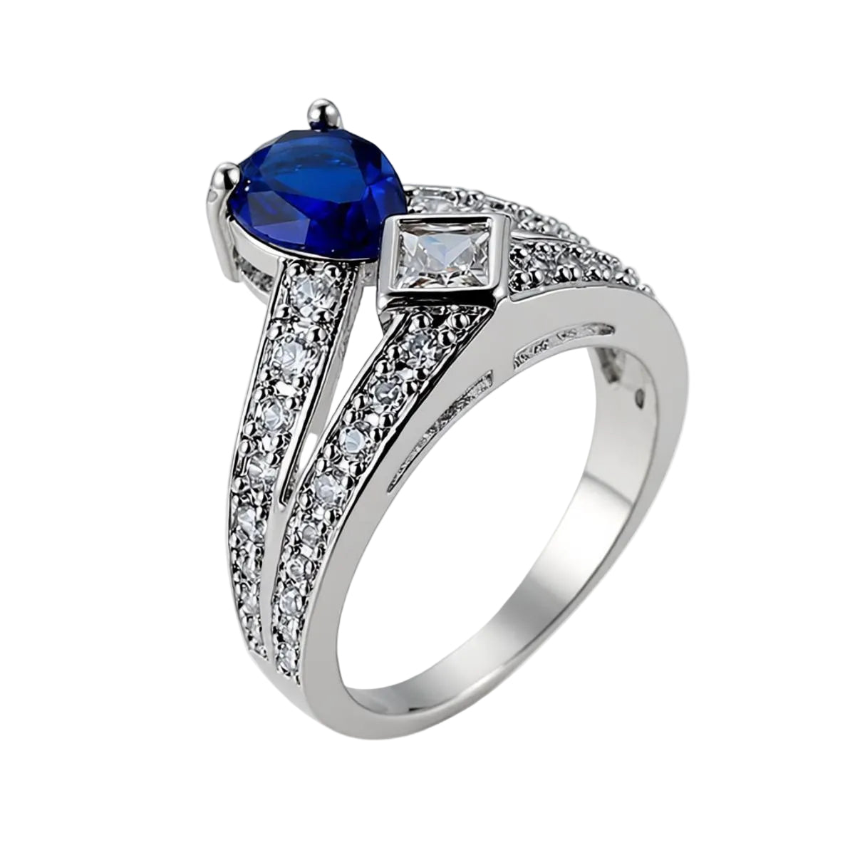 Cubic Zirconia & Navy Crystal Pear Ring