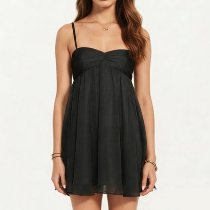 Anna-Kaci Women's Spaghetti Strap Babydoll Mini Dress with Sweetheart Neckline Flowy A-Line Silhouette