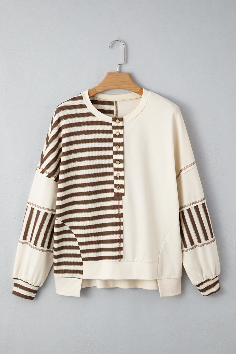 Threaded Pear Ariana Stripe Stitched Oversized Sweatshirt