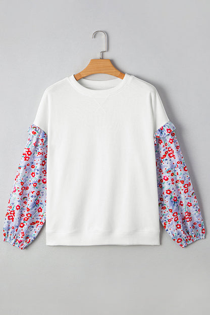 Threaded Pear Isabel Floral Ruffled Balloon Sleeve Loose Blouse