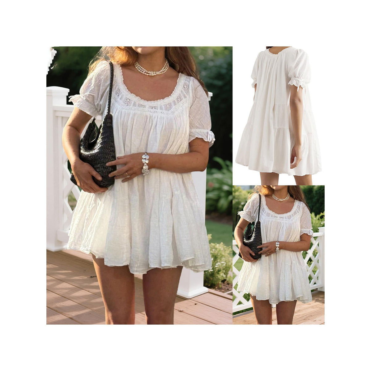 Women's Summer Baby Doll Bubble Sleeve Mini Dress