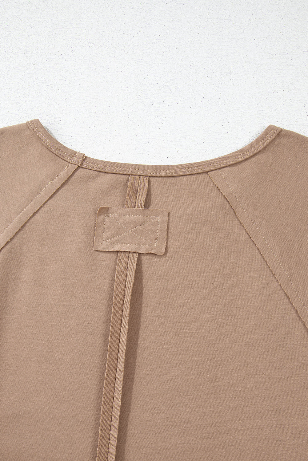 Threaded Pear Light French Beige Flower Striped Patchwork Puff Sleeve Loose PLUS Sweatshirt