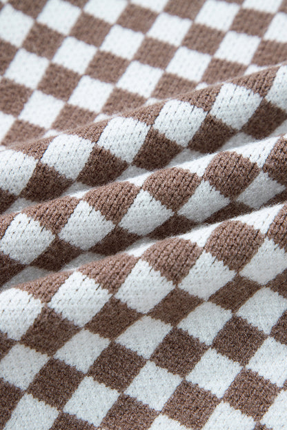 Threaded Pear Mckinley Trim Checkerboard Knit Sweater