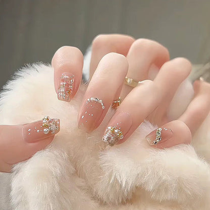 24-Piece Press On Nails Set – Fake Crystal Nails with Glue