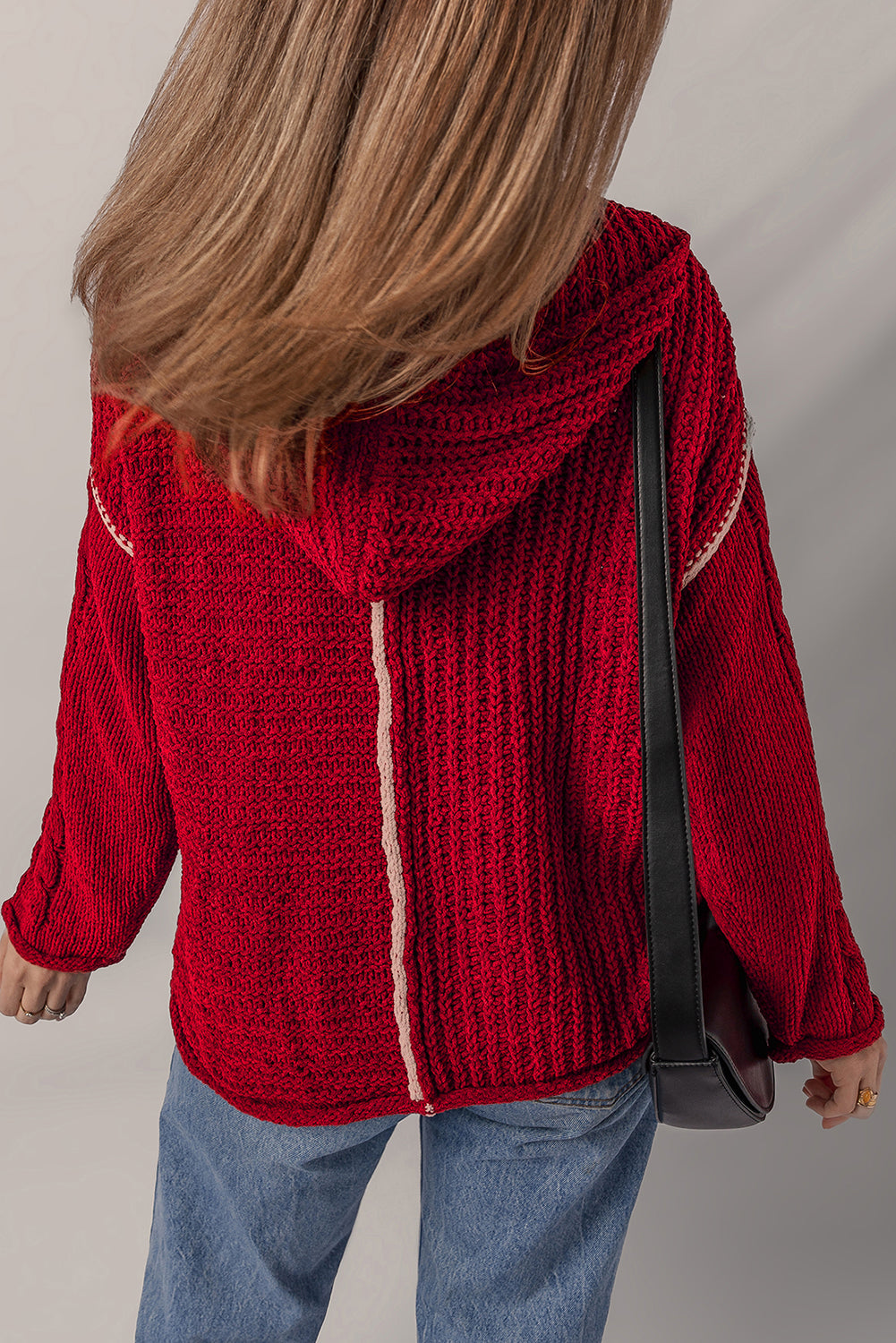Threaded Pear Olivia Knit Drawstring Hooded Sweater