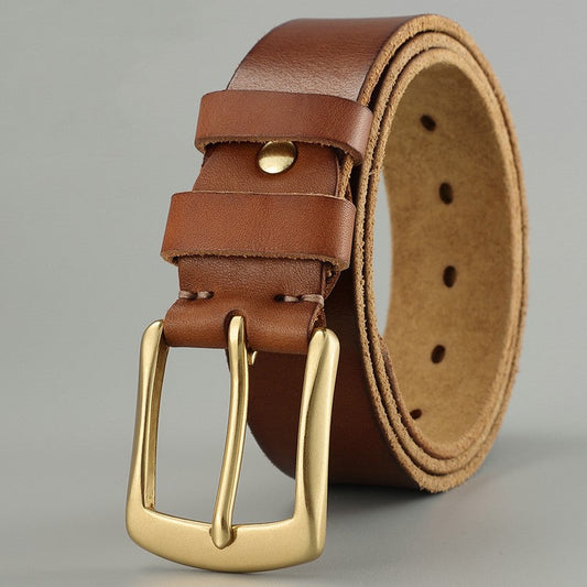 Men’s Handmade Genuine Cowhide Leather Belt | Casual Trend Vintage Waistband | High-Sense Durable Real Leather Belt | Premium Hand-Crafted Accessory for Men