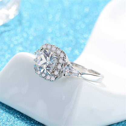 Crystal & Cubic Zirconia Princess-Cut Halo Ring