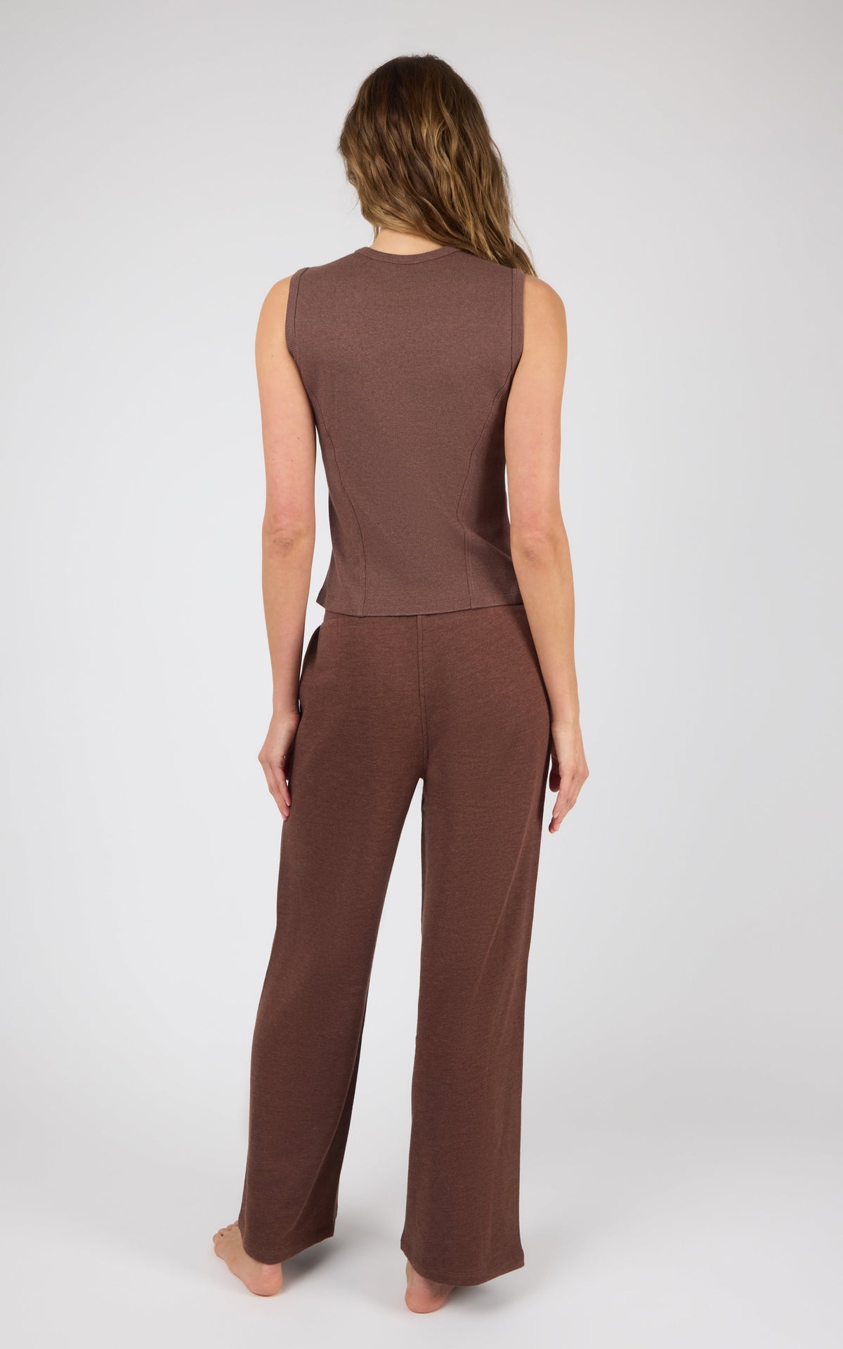 90 Degree by Reflex Ribbed Tank & Loop Terry Wide Leg Pant Set
