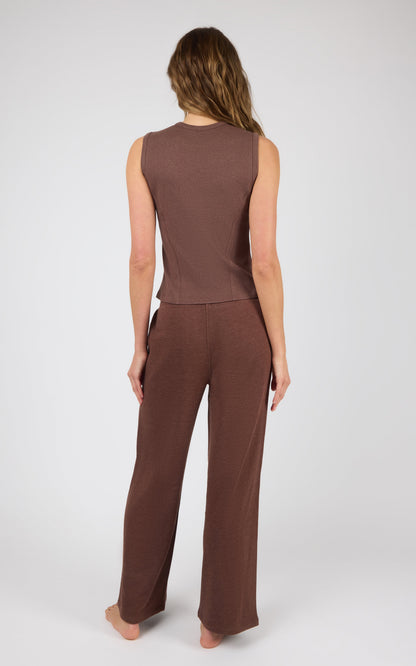 90 Degree by Reflex Ribbed Tank & Loop Terry Wide Leg Pant Set