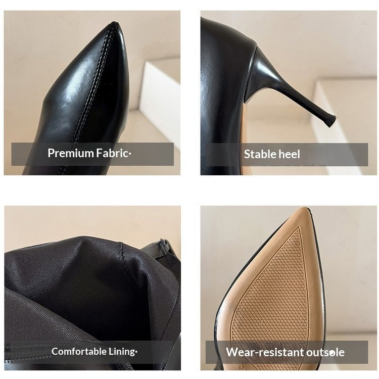 Women’s Pointed-Toe Stiletto Short Booties | Elegant Slim-Fit Ankle Boots | High-Heel Booties for Women | Sophisticated "High-Sense" Formal Boots | 2026 Winter Fashion Boots