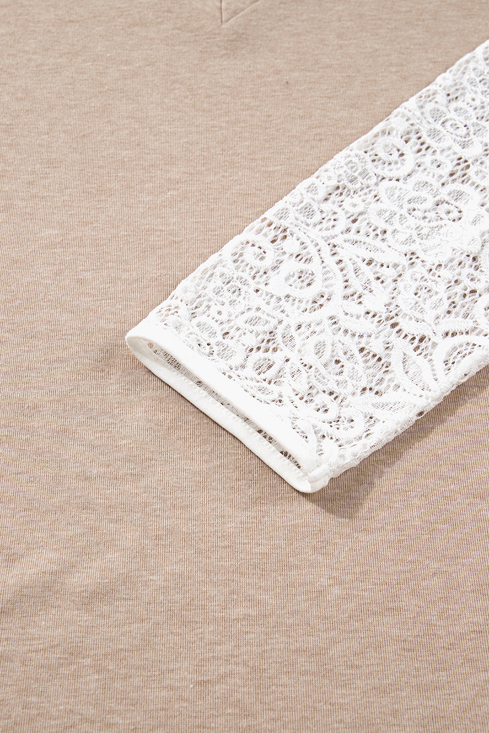 Threaded Pear Penny Contrast Lace Patchwork Long Sleeve Top