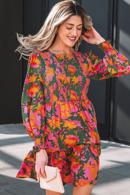 Threaded Pear Anna Smocked Ruffled Mini Dress