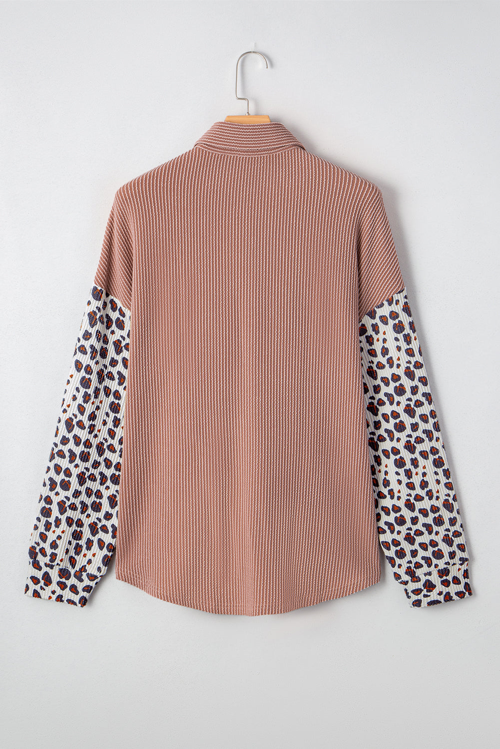 Threaded Pear Journee Leopard Ribbed Casual Shacket