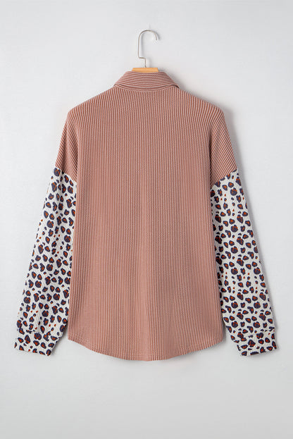 Threaded Pear Journee Leopard Ribbed Casual Shacket