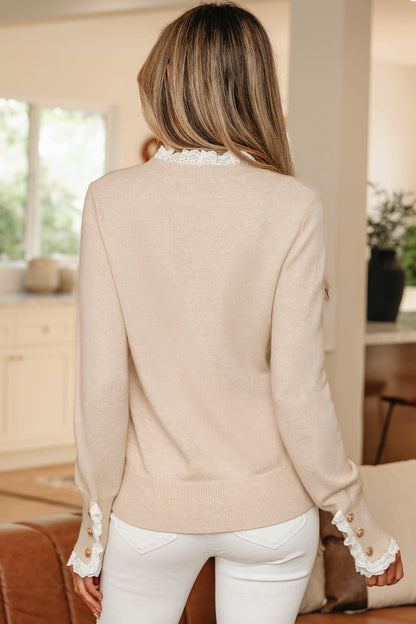 Threaded Pear Madalyn Patchwork Cuffs Loose Sweater
