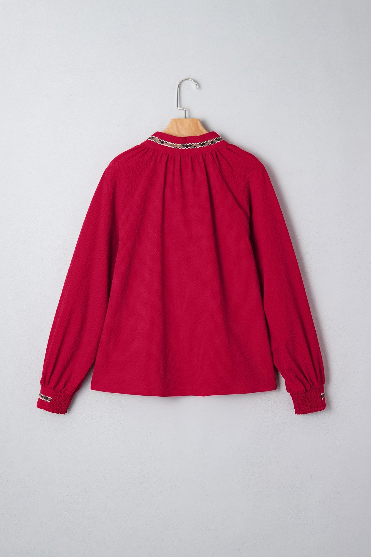 Threaded Pear Eve Jacquard Print Textured Blouse