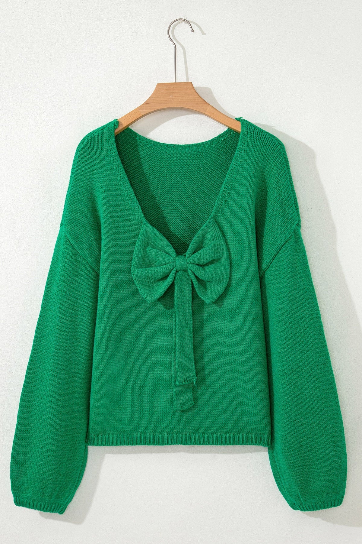 Threaded Pear Raven Backless Bubble Sleeve Sweater