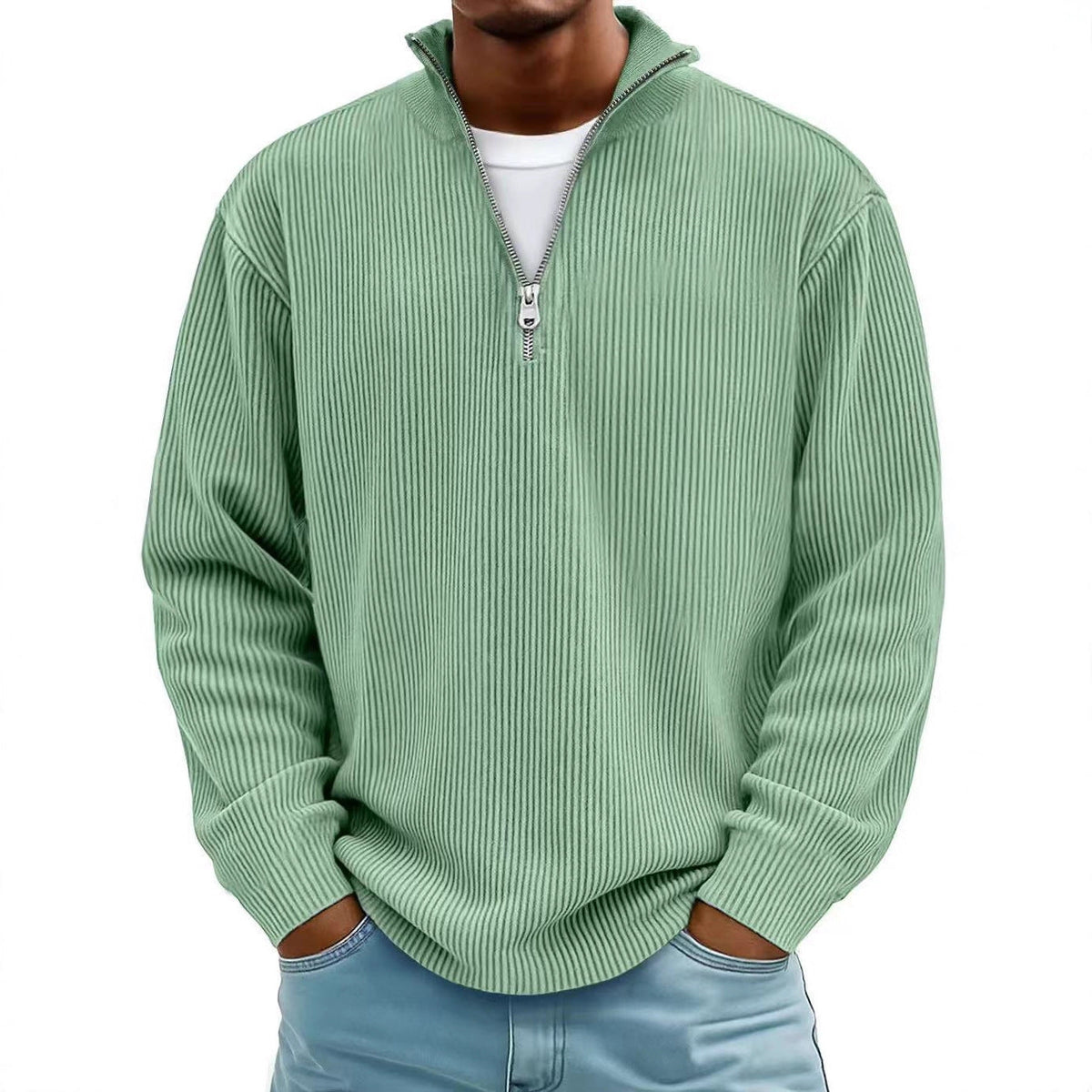 Men's Corduroy Zip Collar Sweatshirt