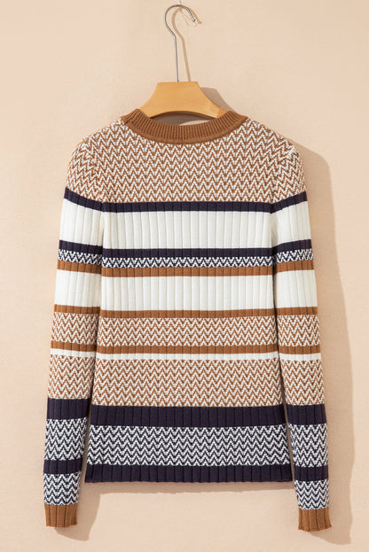 Threaded Pear Avery Ribbed Trim Slim Sweater