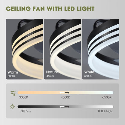 20 Inch Black Flush Mount Ceiling Fan With Lights And Remote by ShipItFurniture