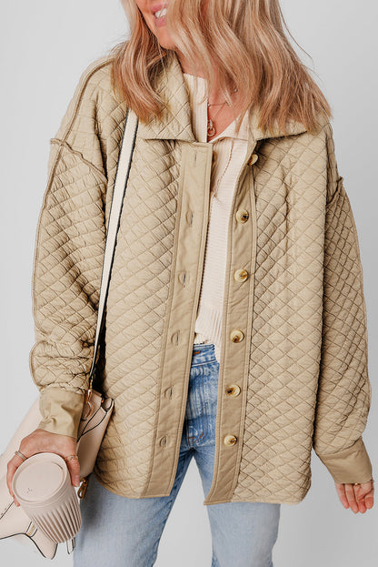 Threaded Pear Celeste Quilted Puffer Buttoned Shacket