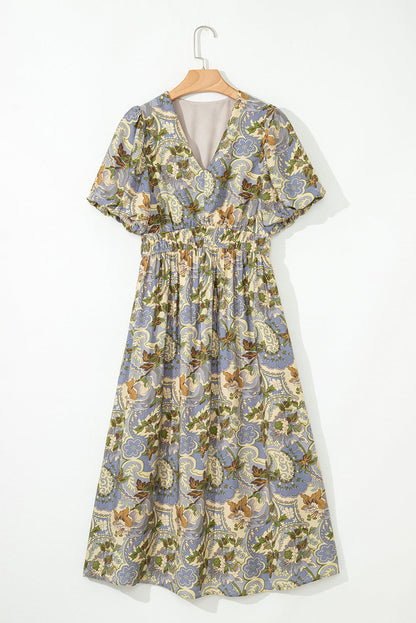 Threaded Pear Nora Puff Sleeve Long Dress