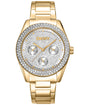 Dkny Women Watch, Gold Color Case, Silver Powder Dial, Gold Color Metal Bracelet, Multi-Function, 5 Atm