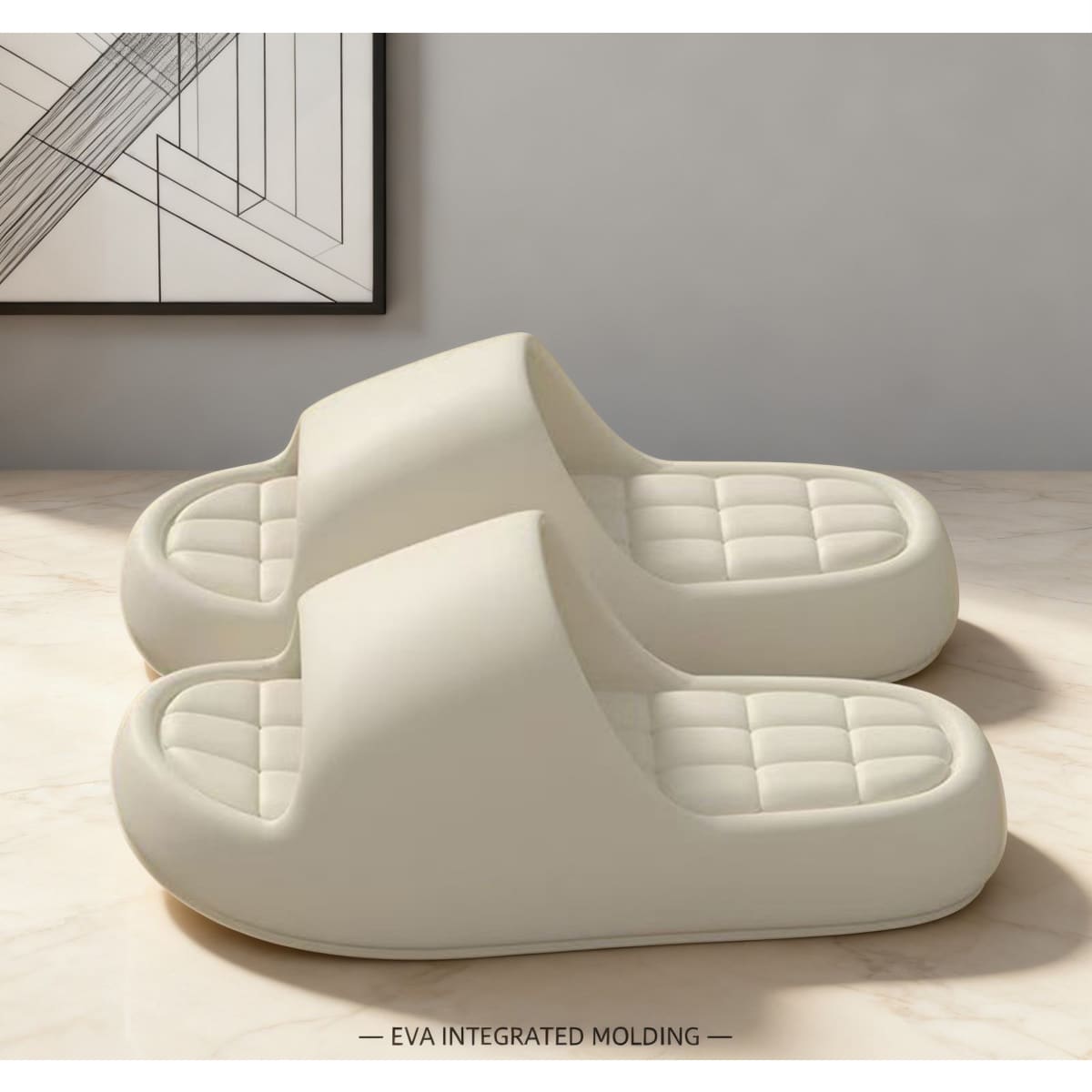 Cushioned Grid Insole House Slippers