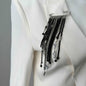 Black Crystal & Acrylic Silvertone Wing Tassel Pin Brooch
