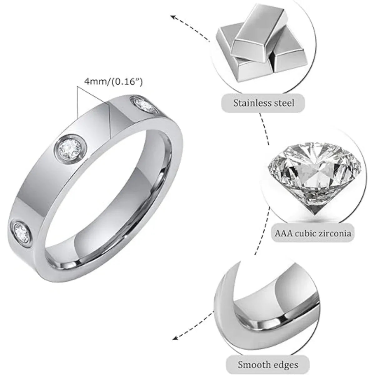 Classic Sparkling Stud Band Ring