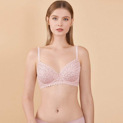 Floral Lace Unlined Minimizer Full Coverage Underwire Bra