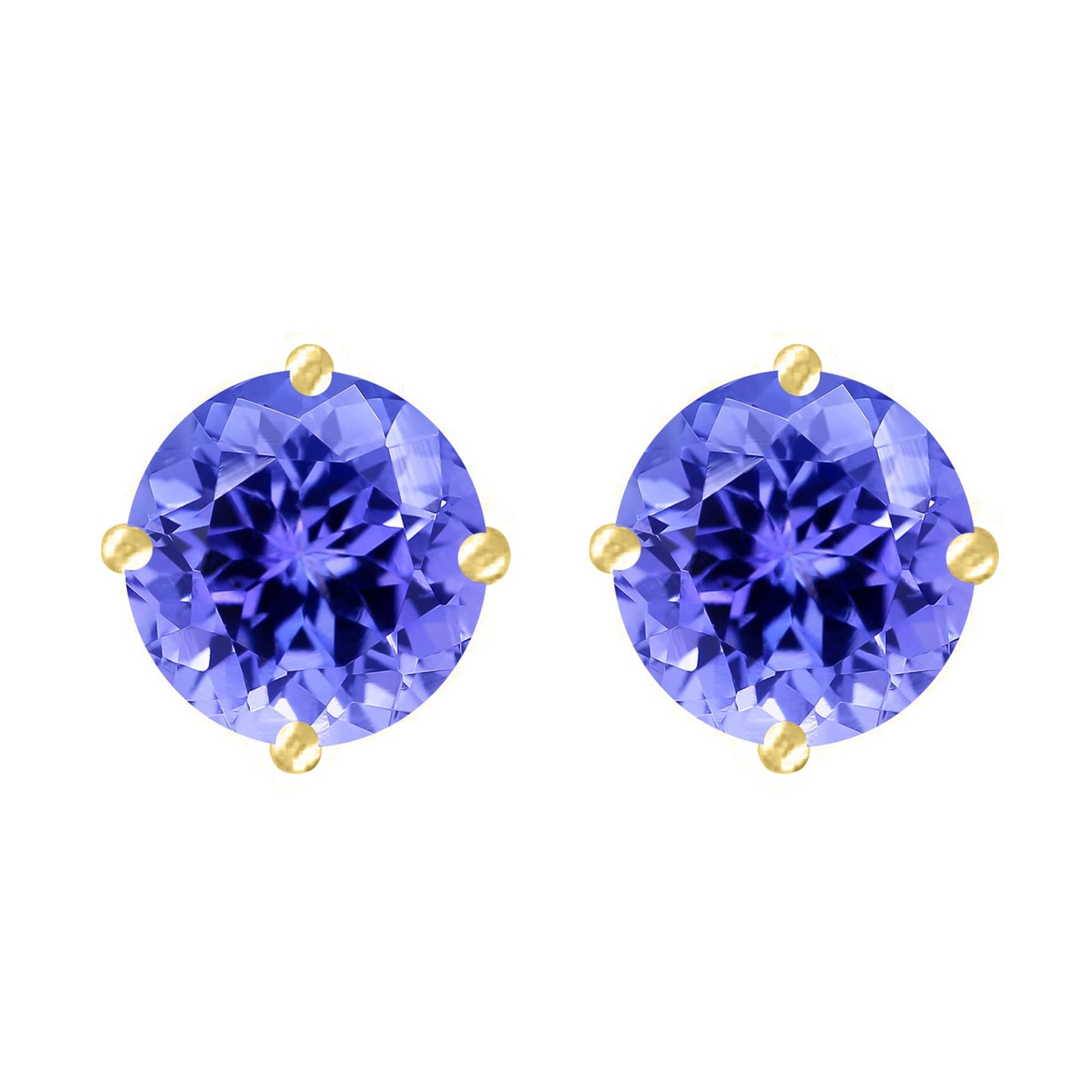 Gold Over Sterling Silver 1.0CT Natural Tanzanite Stud Earrings