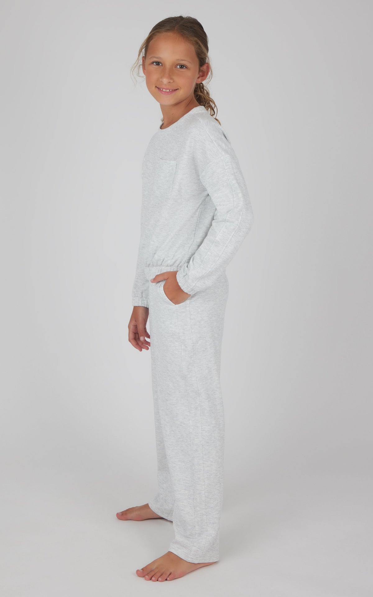 90 Degree by Reflex Girls 2 PC Terry Brushed Pullover and Pant Set