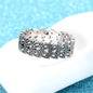 Cubic Zirconia & Silvertone Leaves Band Ring