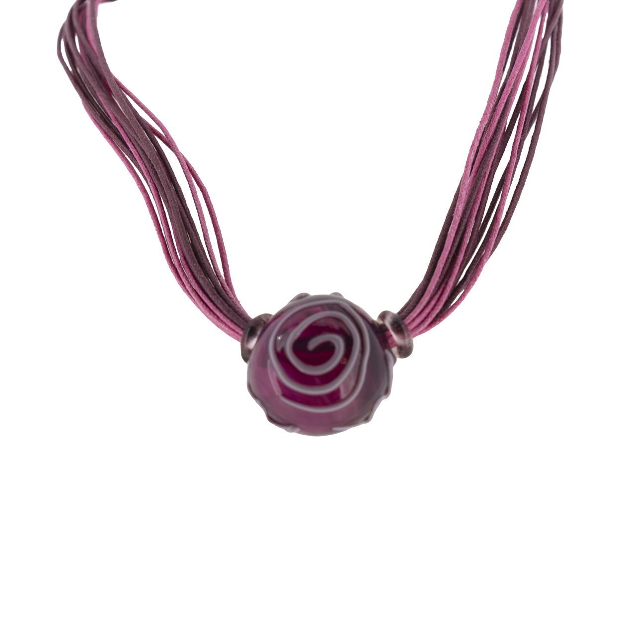 Antica Murrina Pink Glass Mignon Necklace Pink Purple & Silver CO589A05