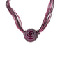 Antica Murrina Pink Glass Mignon Necklace Pink Purple & Silver CO589A05