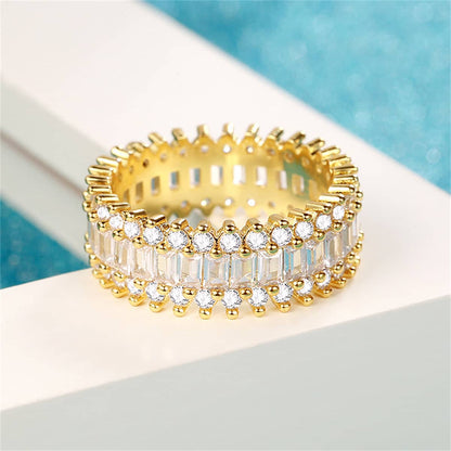 Crystal & Cubic Zirconia Goldtone Geometric Band Ring