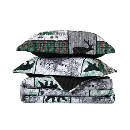 Elegant Comfort 3-Piece Patch Plaid Quilted Reversible Bedspread Coverlet Set