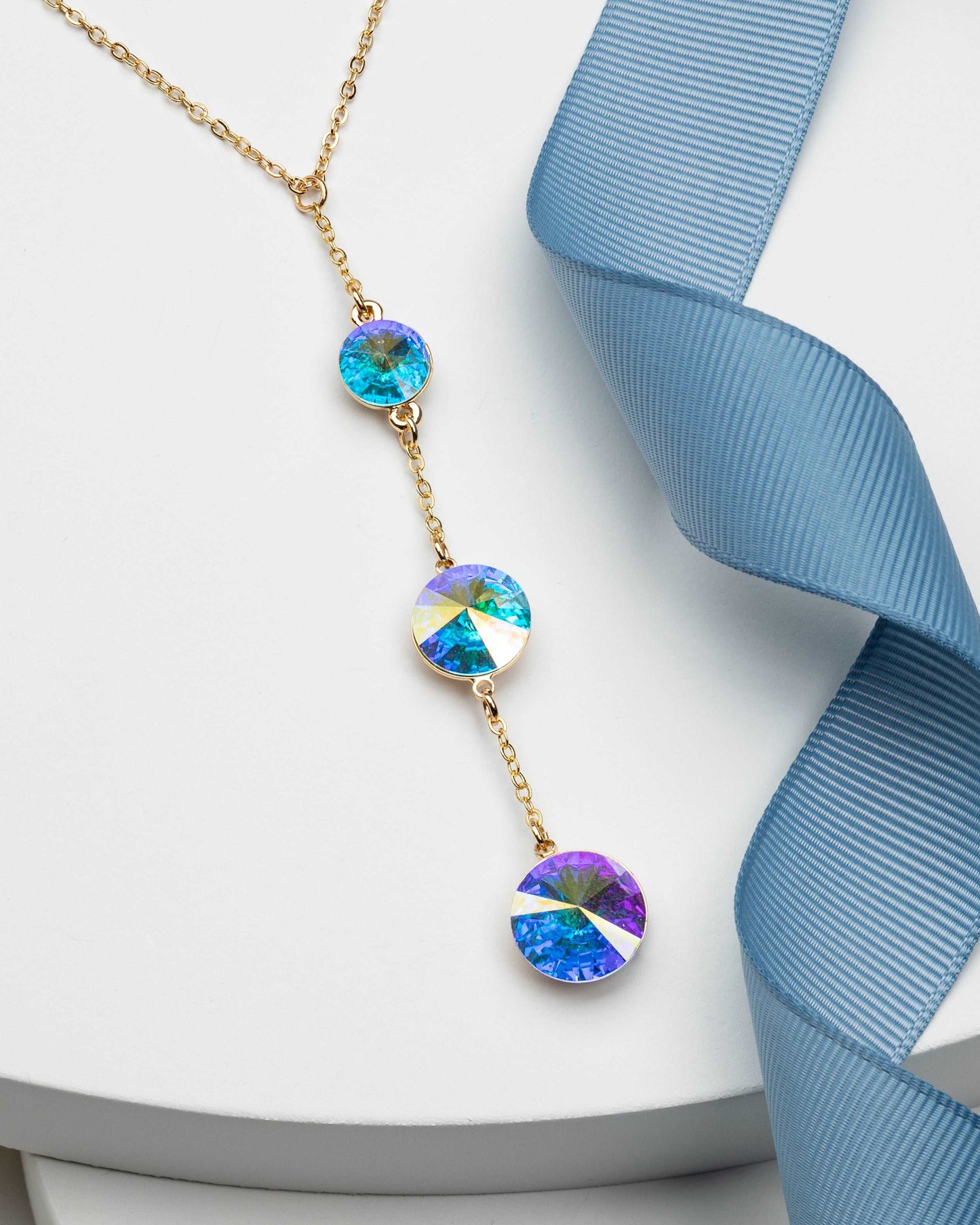 3 Rivoli Crystal Graduated Necklace made with Swarovski