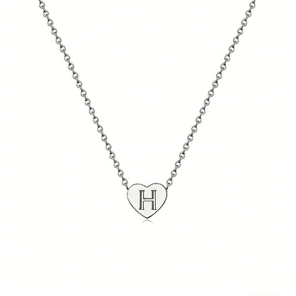 Dainty Initial Heart Necklace Personalized 26 Letters Available