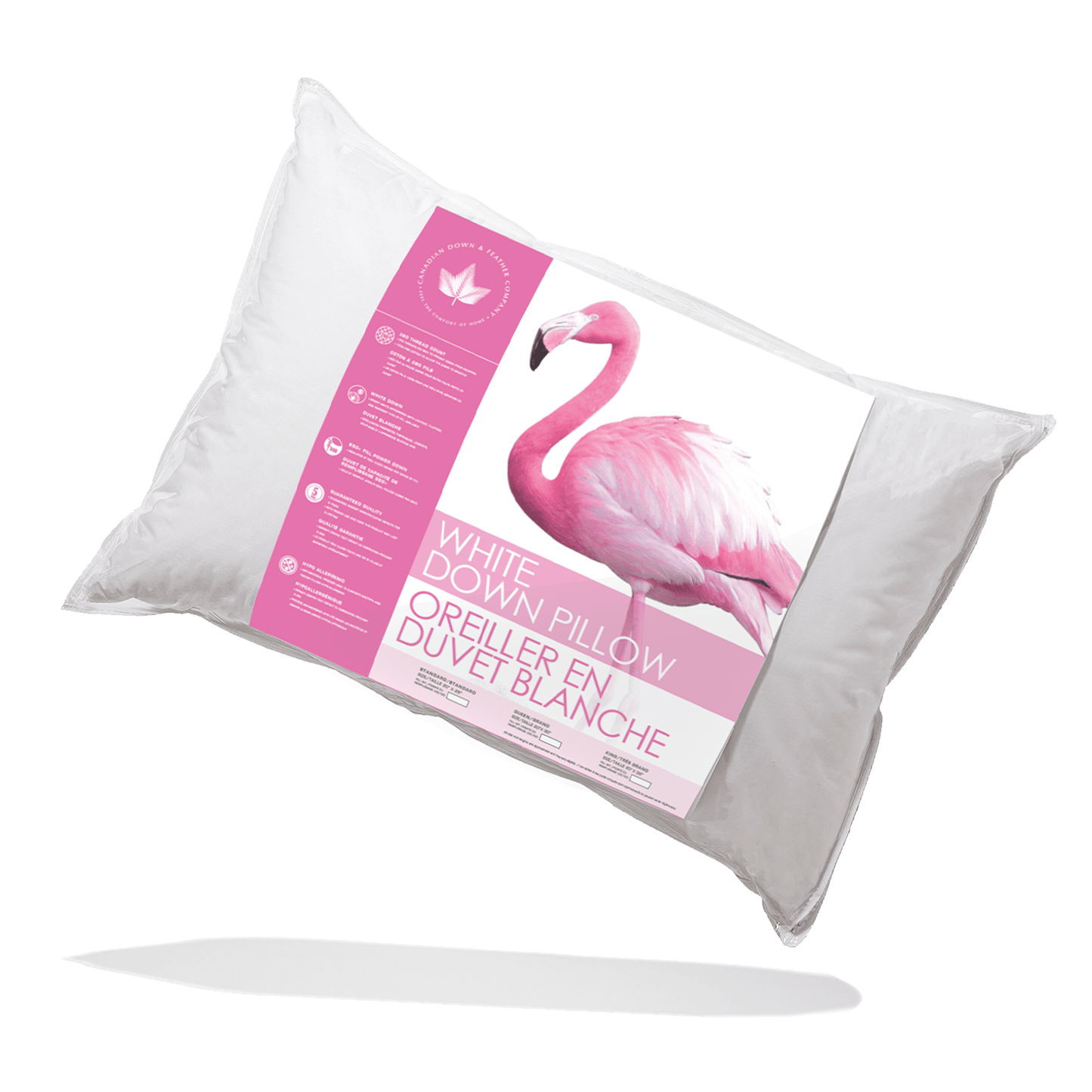 Canadian Down & Feather Company White Down Pillow, Soft Support 2 Pack