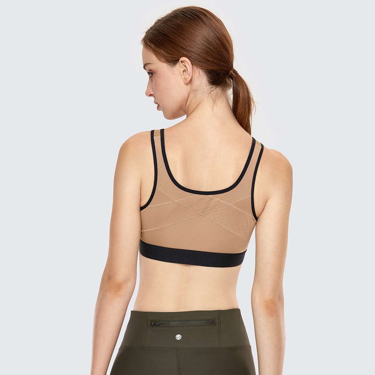 Full Length Zip Front Wireless Racerback Sports Bra